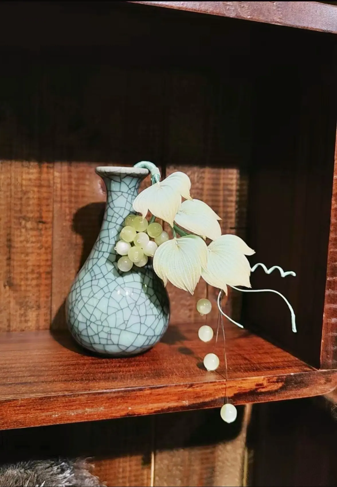 绒颜《青提》绒花饰品