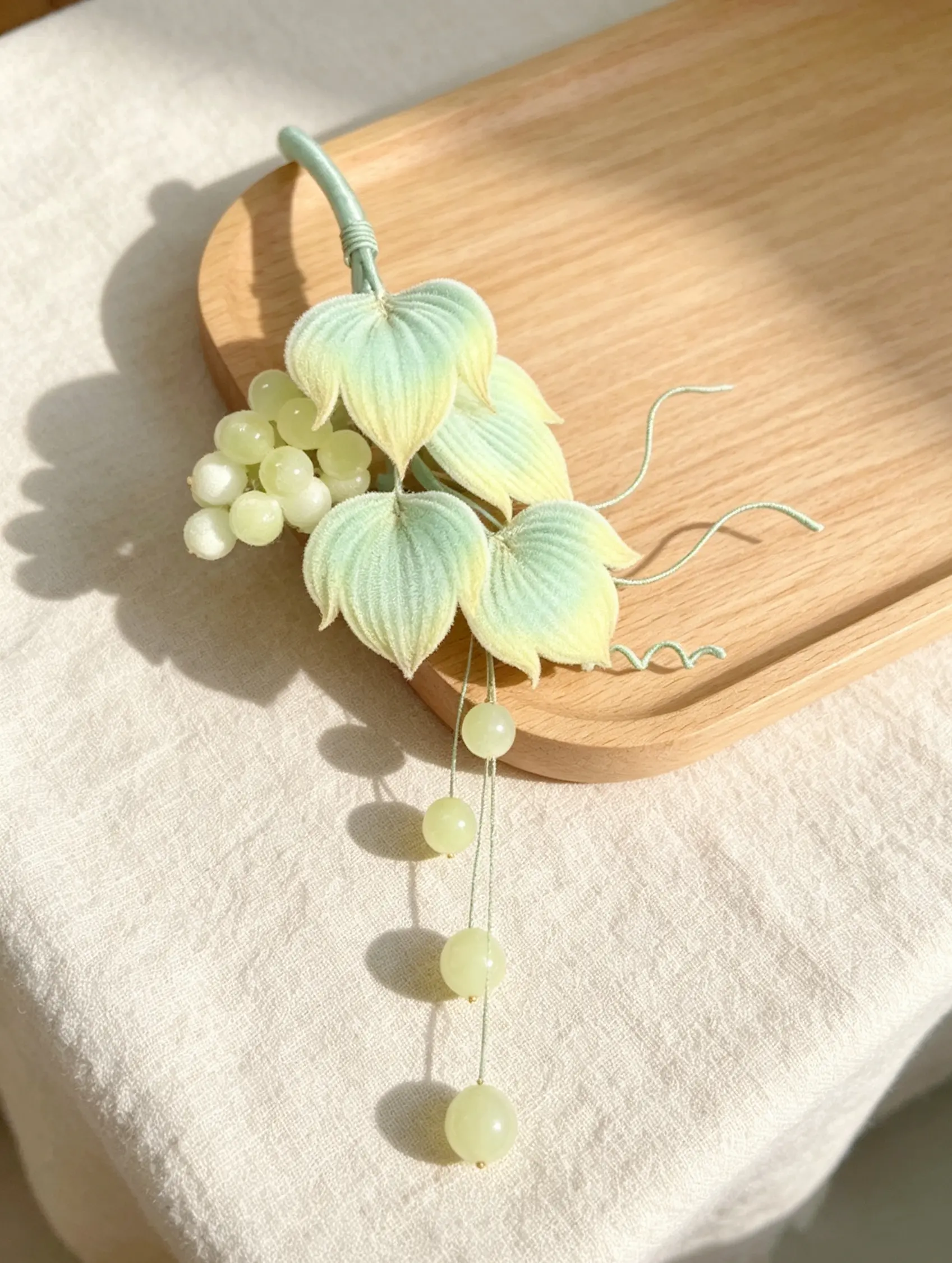 绒颜《青提1》绒花饰品