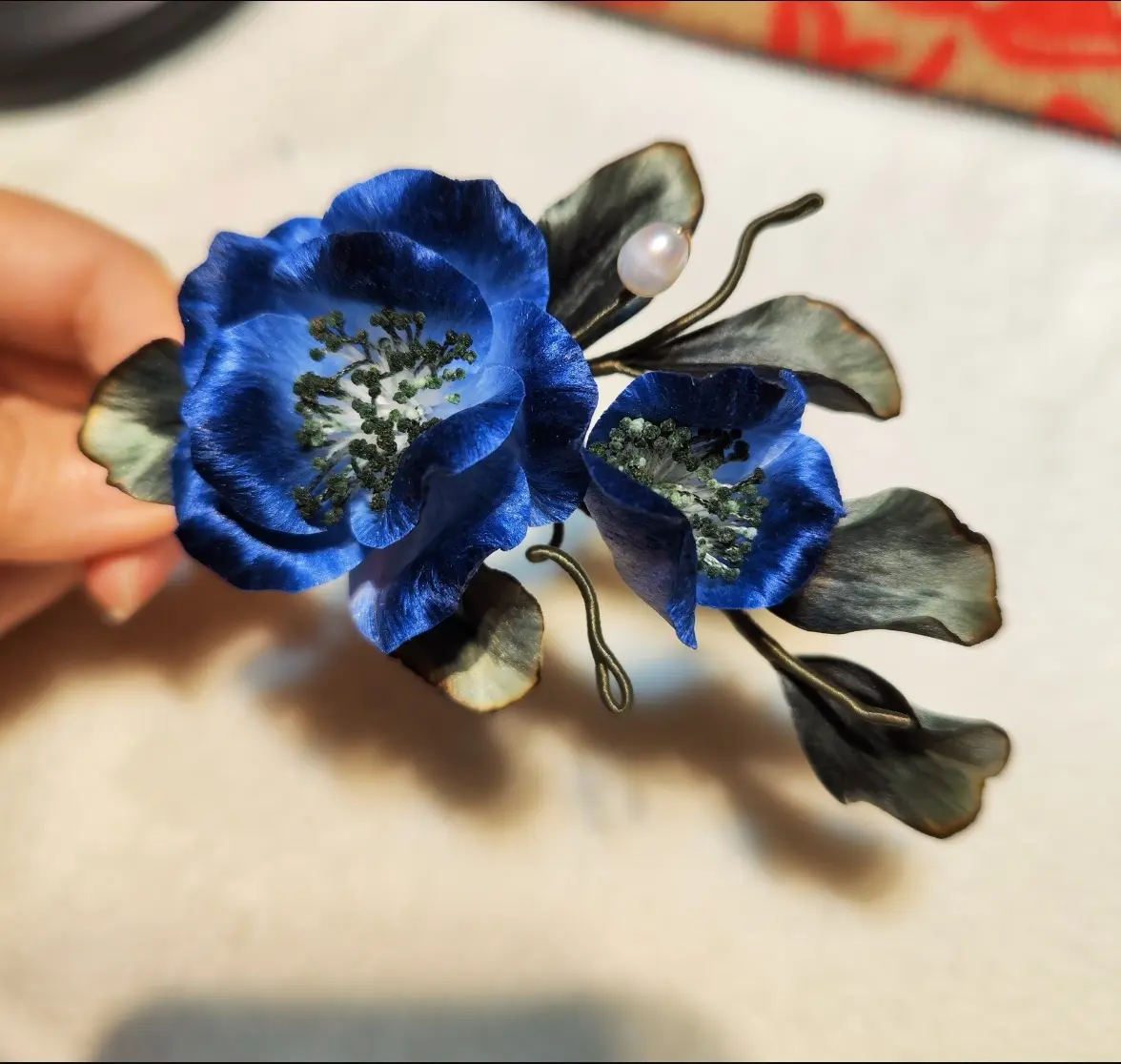 绒花摆件 — 纯手工真丝线制作